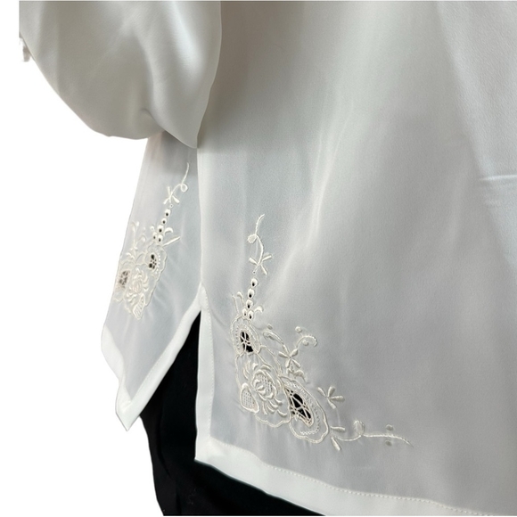 NWT Vintage Women Blouse Montare Crochet Lace Shirt Long Sleeve Button Back Top - Picture 7 of 8